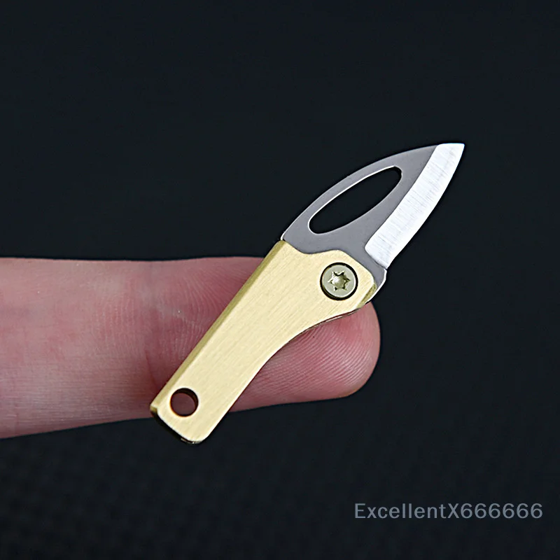 CS GO Hanging Outdoor Camping EDC Knife Brass Magnetic Attraction MINI Folding Knife Portable Unboxing Small Blade Keychain