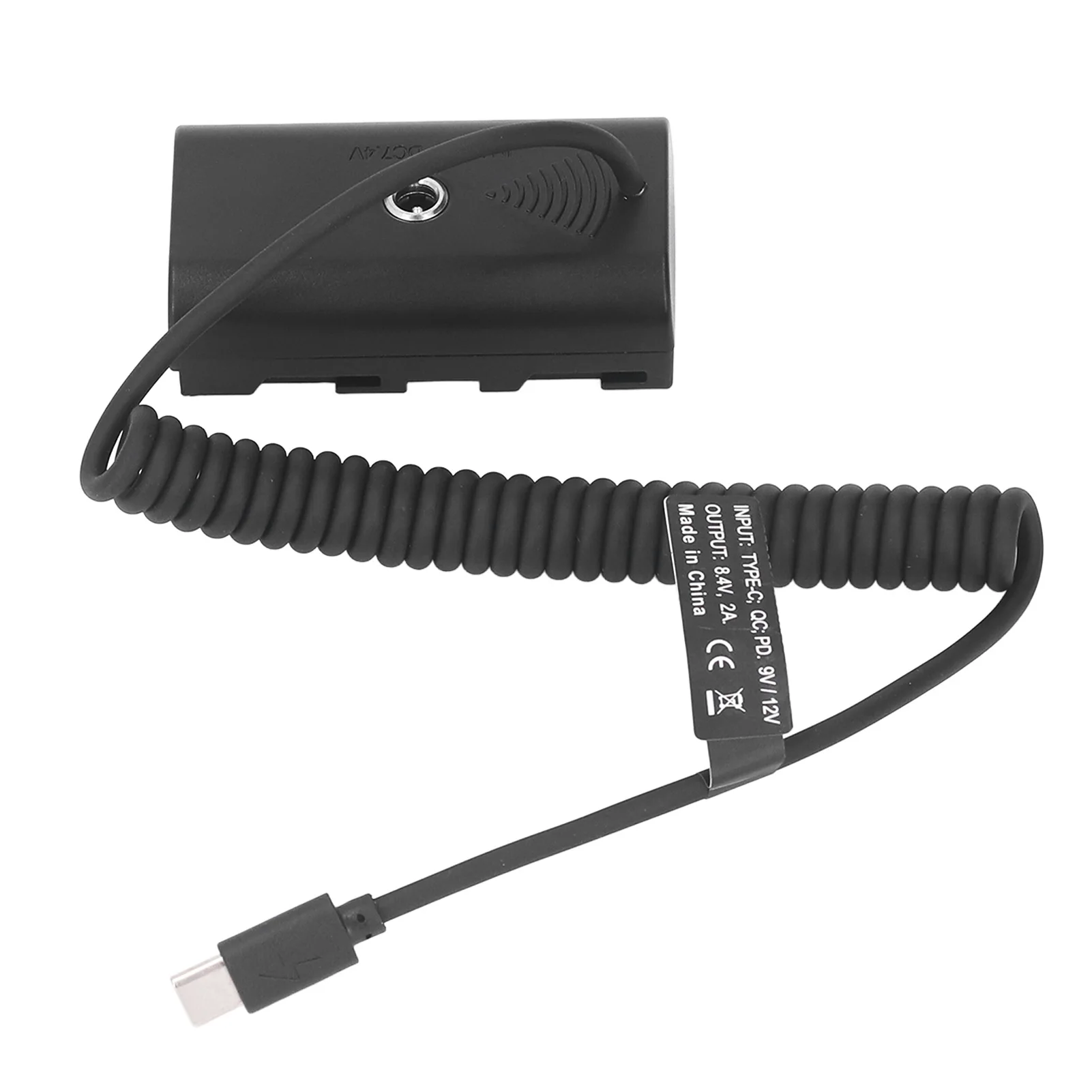 بطارية زائفة من نوع C إلى NP F970 ، F750 ، F570 ، F550 ، شحن سريع ، حماية الدائرة ، كابل نابض ، محول طاقة مستمر للكاميرا