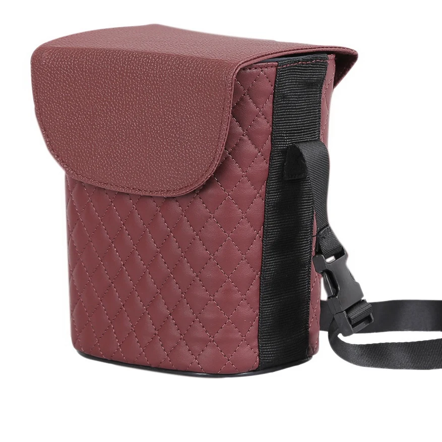 Car Backseat Hanging Trash Pockets Leather Organizers Multi-Functional Portable Rubbish Waste Storage Box Martha Red