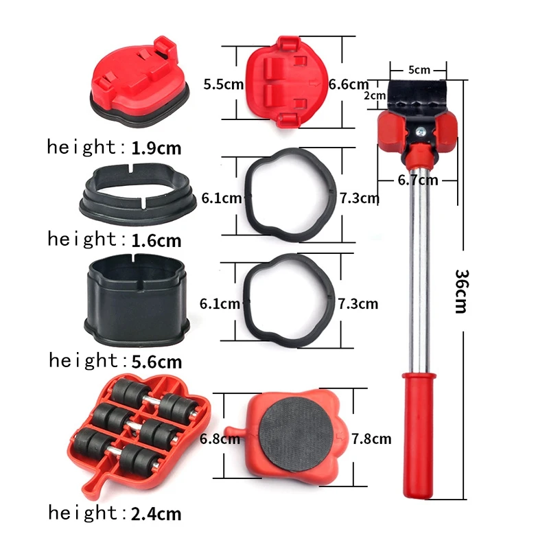 13Pcs Set di strumenti per Mover per mobili professionali sollevatore per trasporto di oggetti pesanti rullo per Mover con ruote con strumento per lo spostamento della barra della ruota