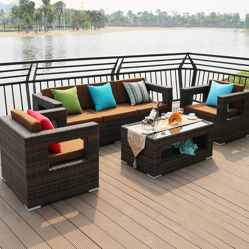

Villa Nordic Garden Sofas Outdoor Leisure Living Room Modern Garden Sofas Courtyard Pe Rattan Furniture Sofá Do Jardim MHHYSF