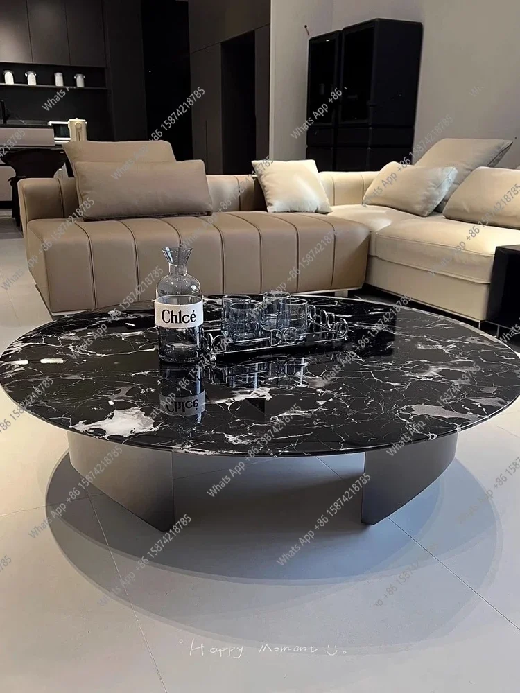 XS Floating Black Rose Marble Coffee Table, Italian Luxury Stone Round Table, Heat & Scratch Resistant, Master Design, Customiza