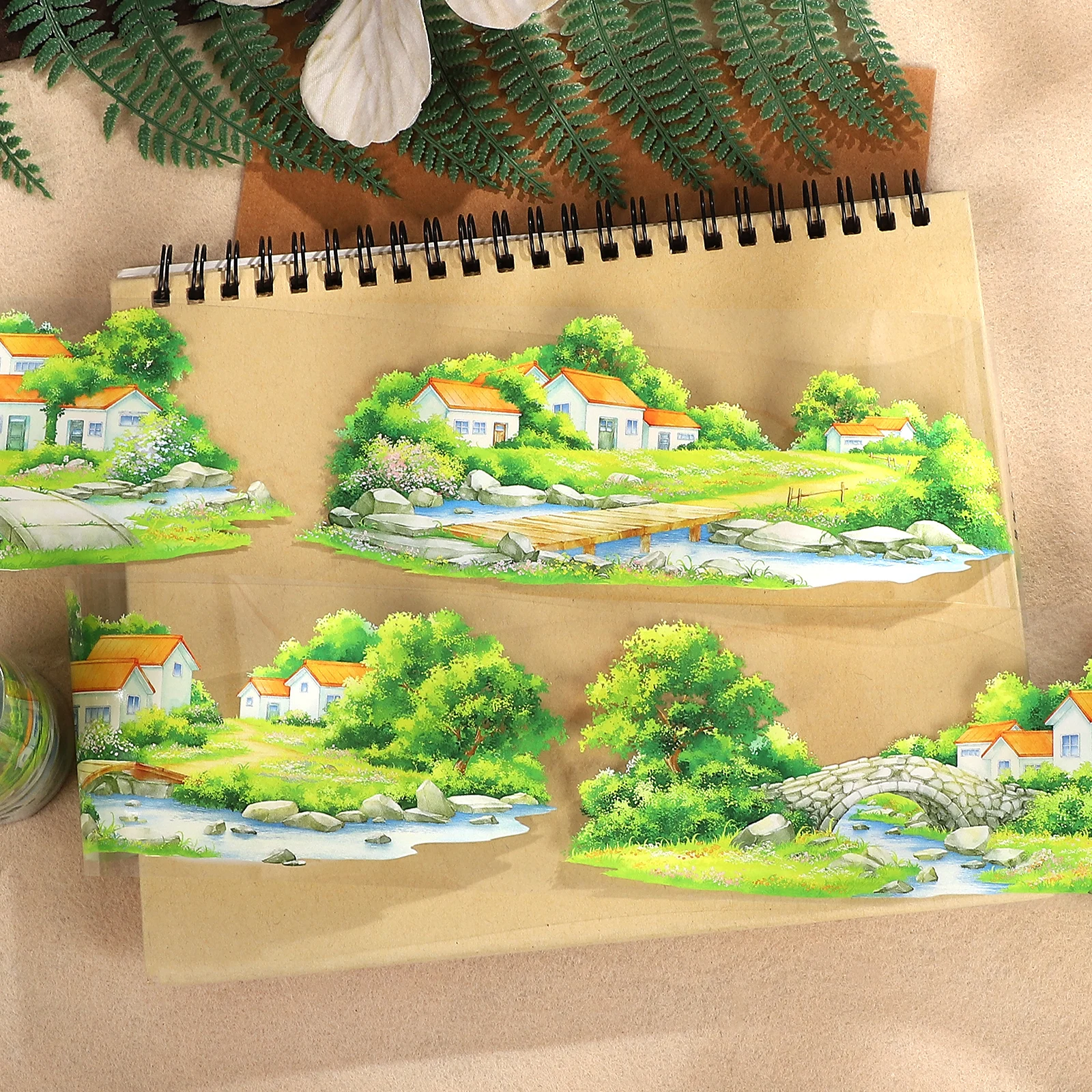 70mm*5m Vintage Rural House Landscape PET Tape Creative DIY Journal Material Collage Scrapbooking Stationery