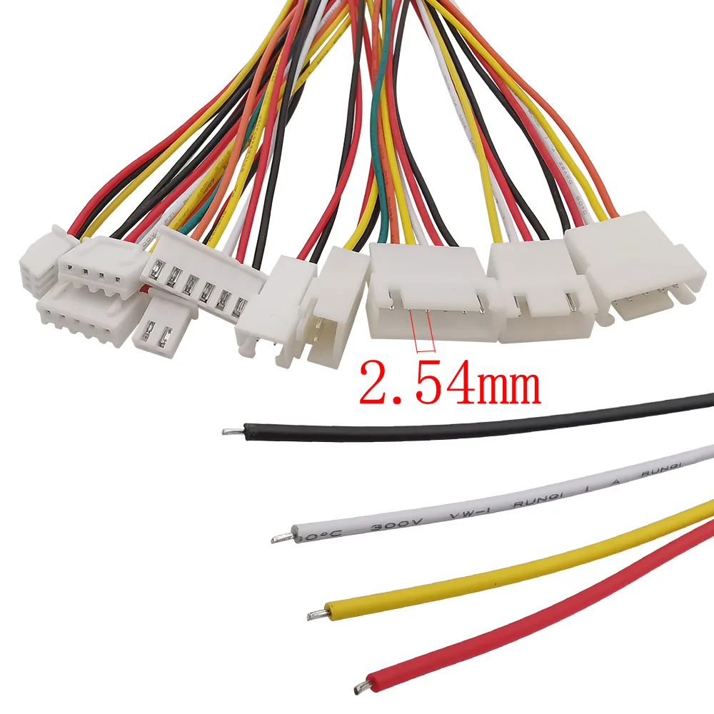 5Pair 1.25mm 2.0mm 2.54mm Pitch Mini JST PH XH SM Male Female Plug Socket Terminal Wires Cables Connector 2/3/4/5/6 Pin view 5