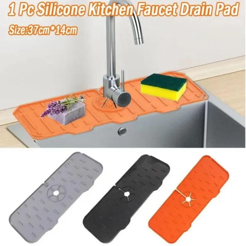 Almohadilla de drenaje de silicona para grifo de fregadero de cocina, tapete Protector contra salpicaduras de agua para encimera de baño, plegable, 1 unidad