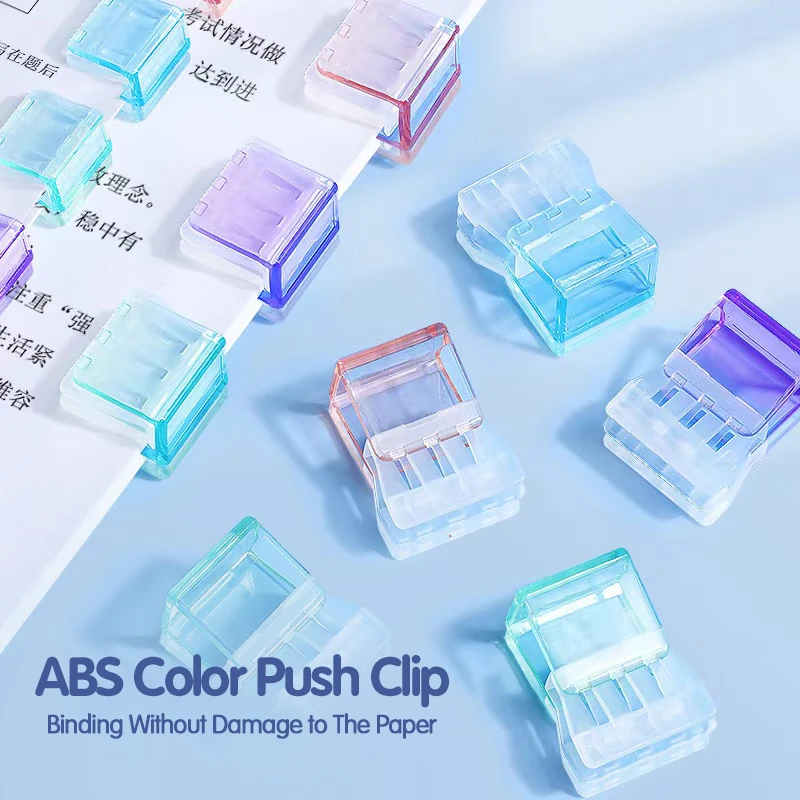 Color Push Clip Transparent Push Clip Morandi Folder Simple Receipt Folder Plastic Office Storage and Organization