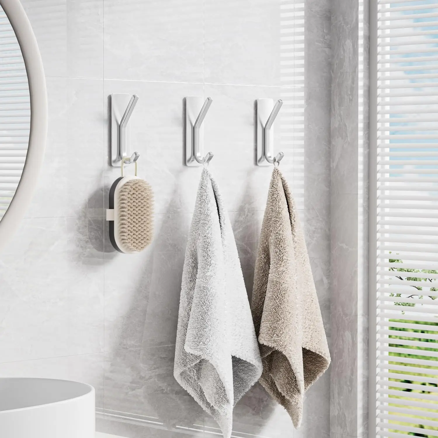 4 Stück Handtuchhaken, selbstklebende Badezimmerhaken, 304 Edelstahl, Bademantelhaken, Aufbewahrungsbügel, starke Haftung, Wandhaken – Detail 8