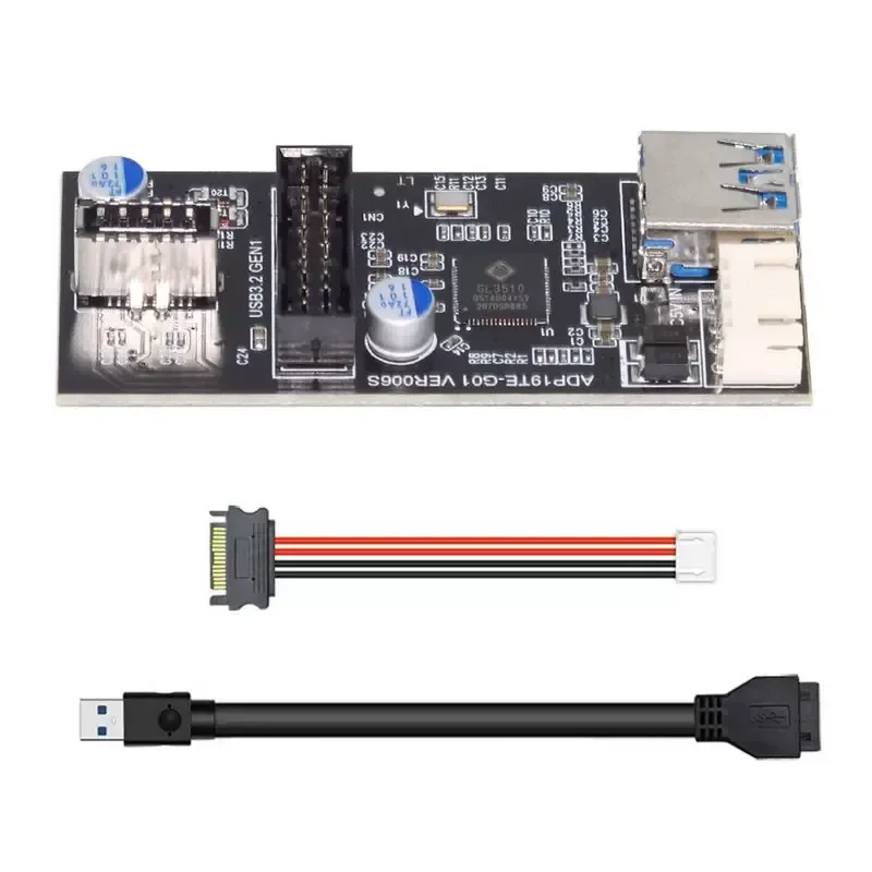 USB 3.0 Motherboard Front Panel 19 Pin to USB 3.1 Type E Adapter Double Head 20 Pin to Expansion Card