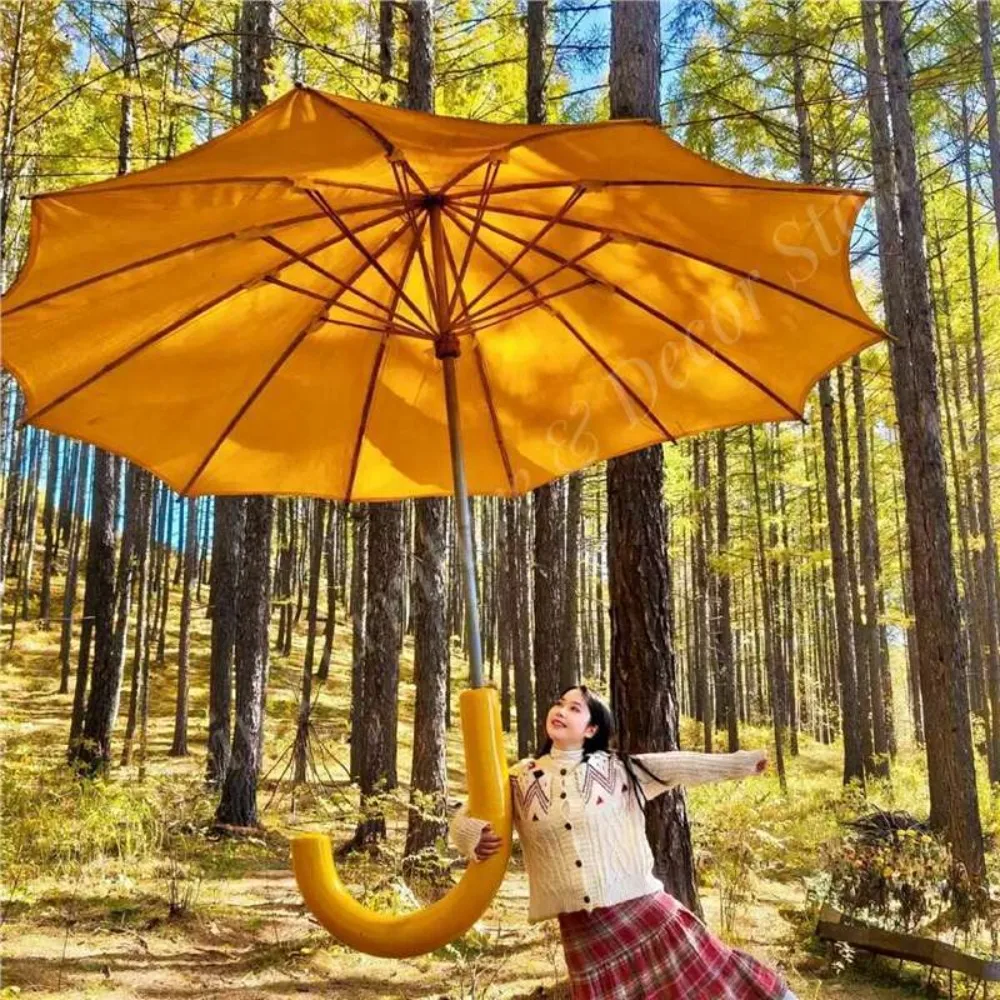 Outdoor Scenic Area Giant Green Umbrella Resin Sculpture Decorative Items for Holiday Shopping Malls Camping Decorations