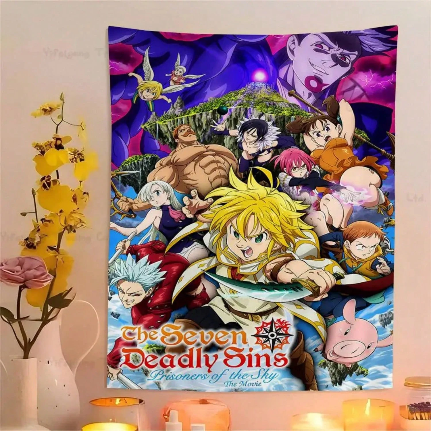 نسيج اليابان أنيمي الخطايا السبع المميتة - فن تعليق على الحائط من الرسوم المتحركة، مثالي لديكور غرفة النوم ومحبي سلسلة الخيال #1