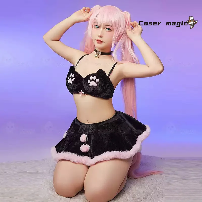 

New Kawaii Plush Cat Paw Dress, Soft Animal Cosplay Costume for Home Wear