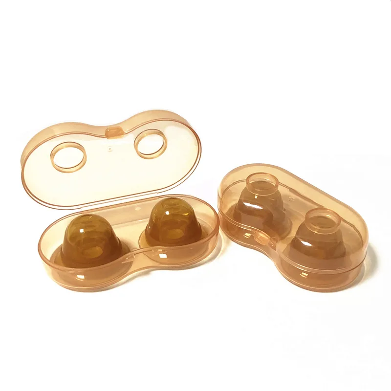 2Pcs Yellow Nipple Corrector for Flat Inverted Nipples for Breastfeeding Mother or Women Silicone with Clear Case