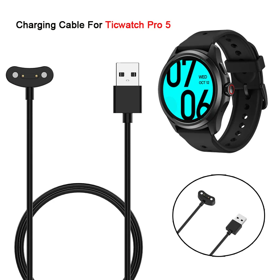 كابل شحن USB لـ TicWatch Pro 5 ساعة ذكية شاحن محول الحبل مهد قفص الاتهام قاعدة ل TicWatch E3 ProX Pro 3 LTE Ultra GPS