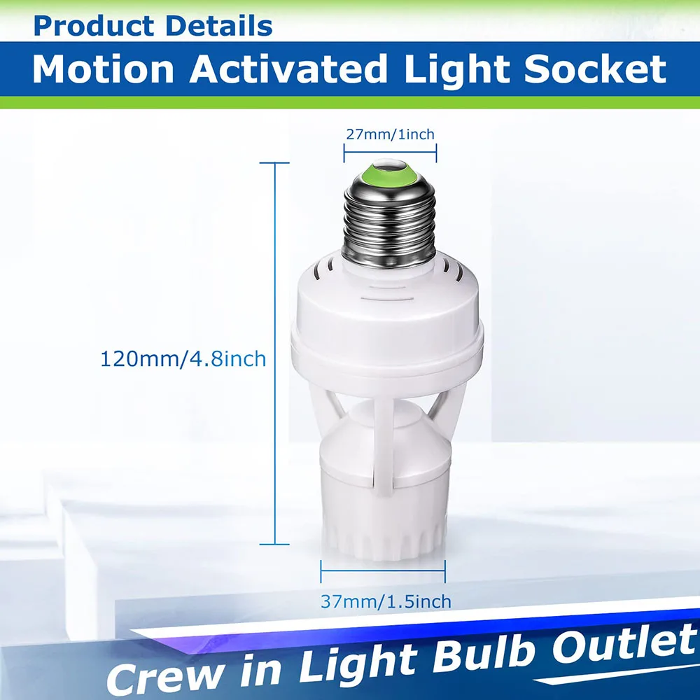 E27 Socket Converter with PIR Motion Sensor Ampoule AC100-240V  LED E27 Lamp Base Intelligent Switch Light Bulb Lamp holder