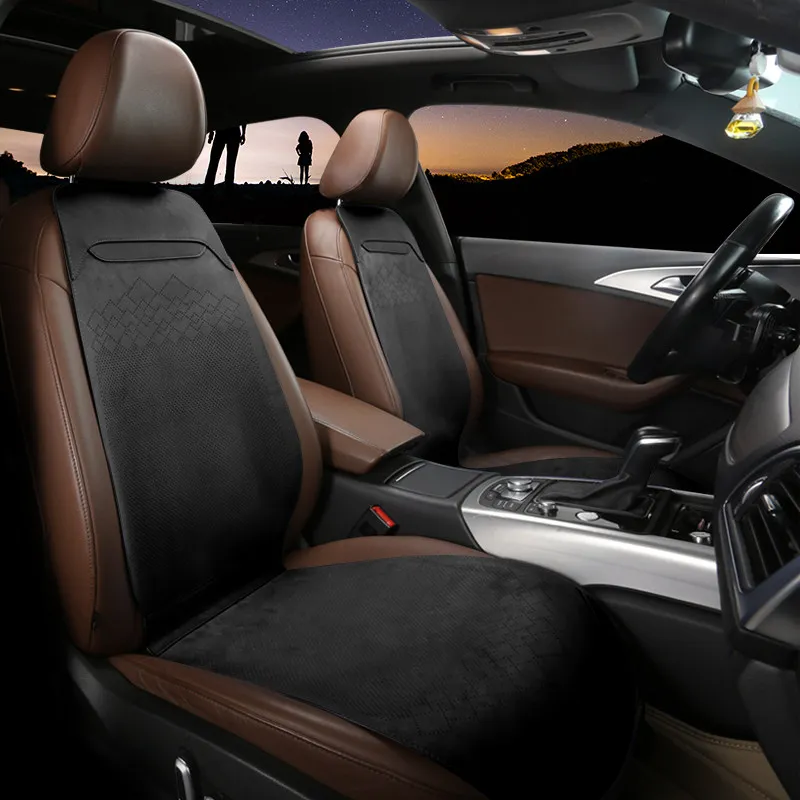 Light Luxury Ultra Thin Car Seat Cover Four Season Universal Summer Suede Flip Leather Small Waist Saddle Cushion