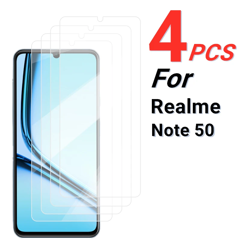 2/4PCS Screen Protector For Realme Note 50 Tempered Glass Realme Note 50 4G Full Glue Screen Glass Protector For Realme Note 50