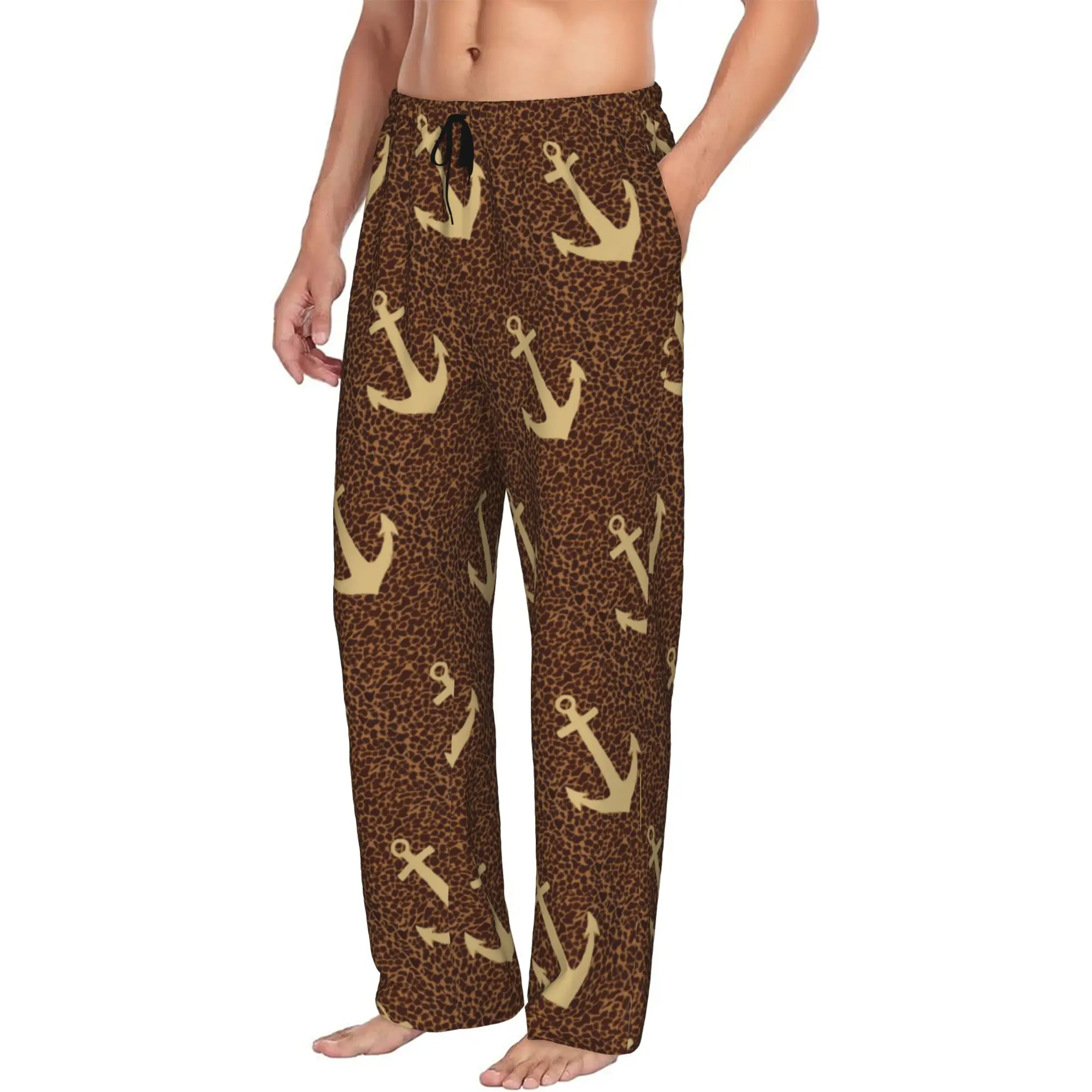 Custom Print Men Nautical Sailors  Pajama Pants  Sleepwear Sleep Lounge Bottoms with Pockets