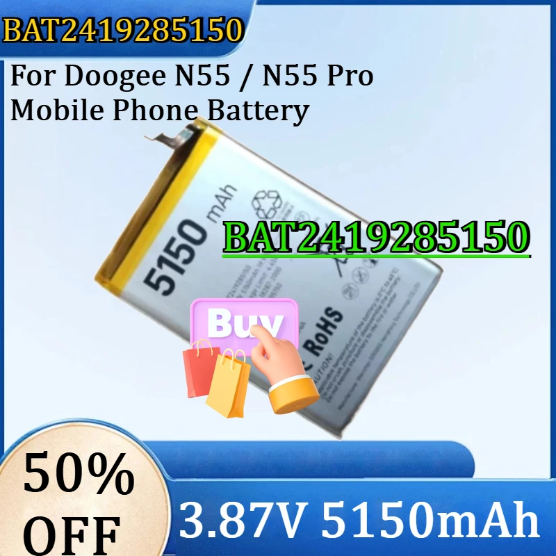 

For Doogee N55 / N55 Pro Mobile Phone Battery New BAT2419285150 3.87V 5150mAh High Quality Battery