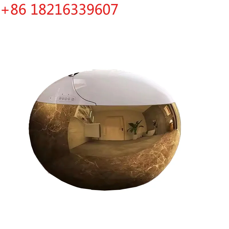YAO New Design Electric One Piece tank Less Round Egg Shape Intelligent Automatic Sensor Flushing Gold Color Smart Toilet