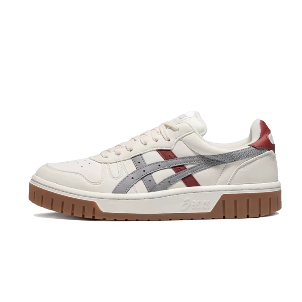 ASICS Court MZ Unisex Low-Top Sneakers  Synthetic Leather,Comfortable, Shock-Absorbing & Non-Slip,Beige/White/Gray 1203A127-107