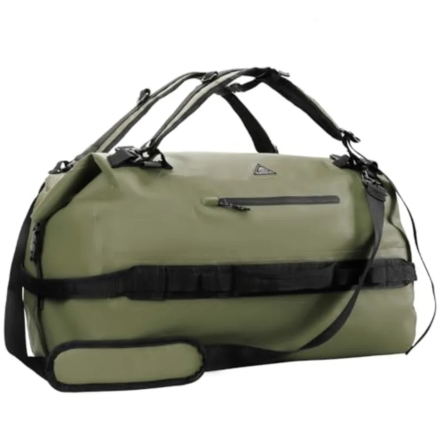Large Waterproof Duffel Backpack Roll-Top Heavy Duty Dry Duffle Bag for Boating Travel Motorcycle Kayaking Camping