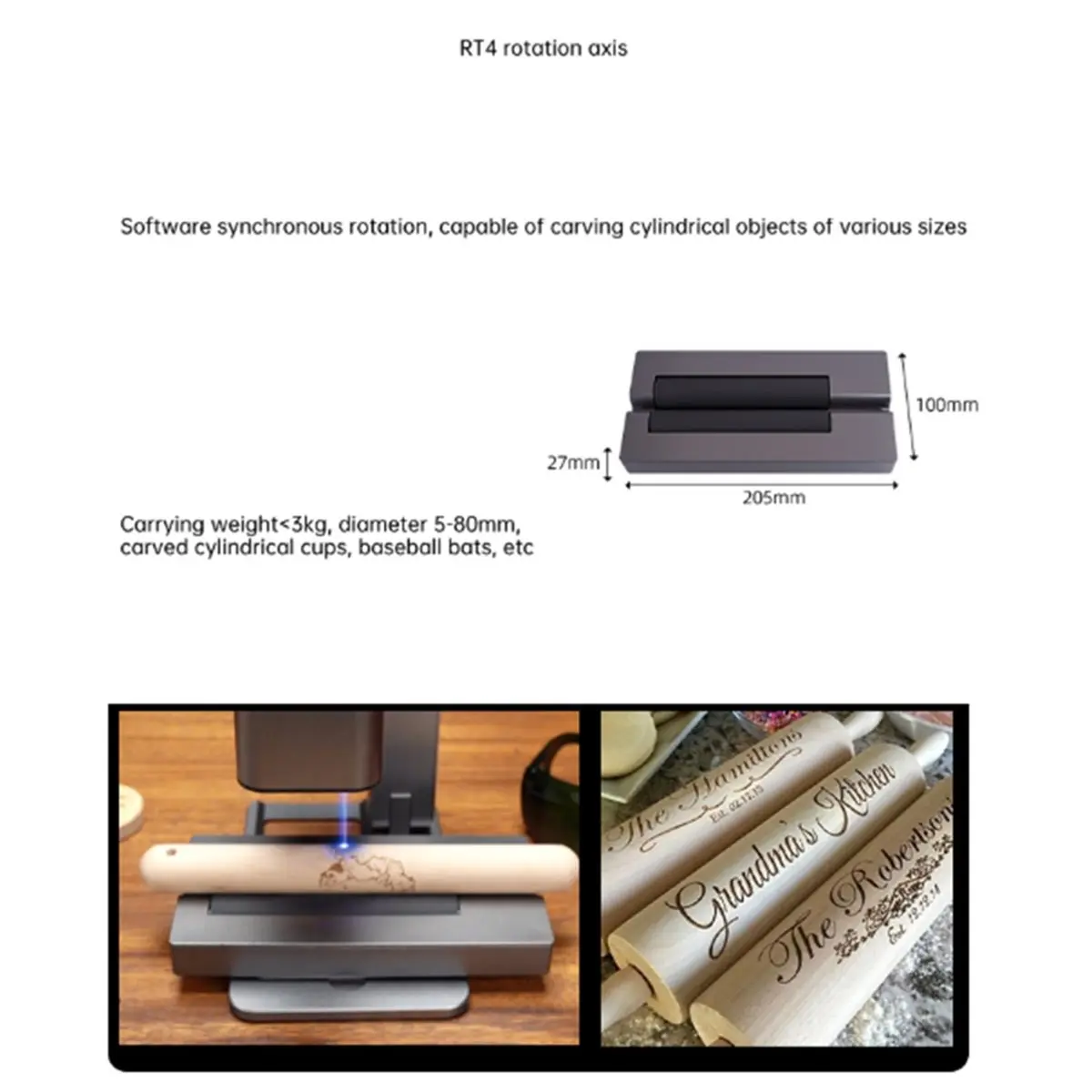 ABKO-Rotation Accessory R4 Rotary Axis For MR. CARVE C1 5W Foldable Laser Engraving Machine