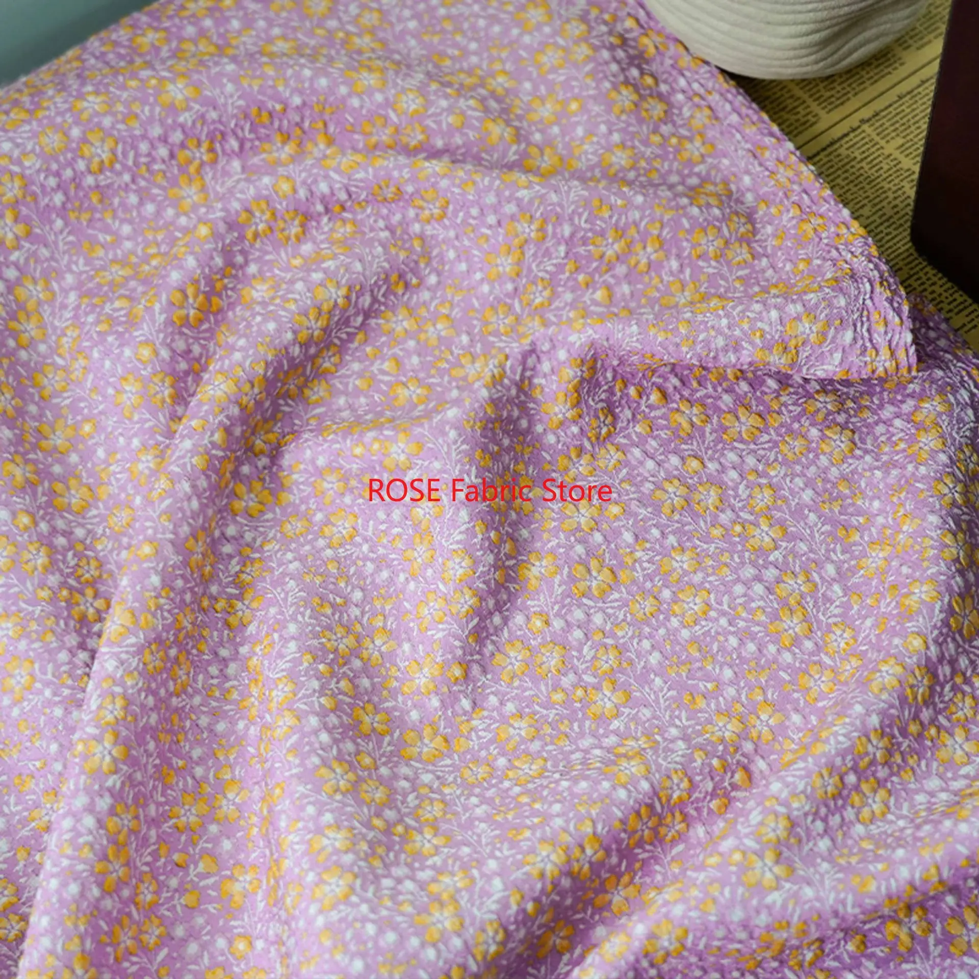 

1-метровая нежная стильная милая пряжа с цветочным принтом, окрашенная жаккардовая ткань, модное платье, пышная юбка, косметичка, декоративная швейная ткань