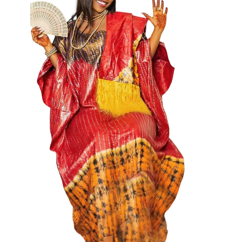 

African gathering wedding celebration gowns, printed craft dresses, elegant seasonal attire suitable for all seasons