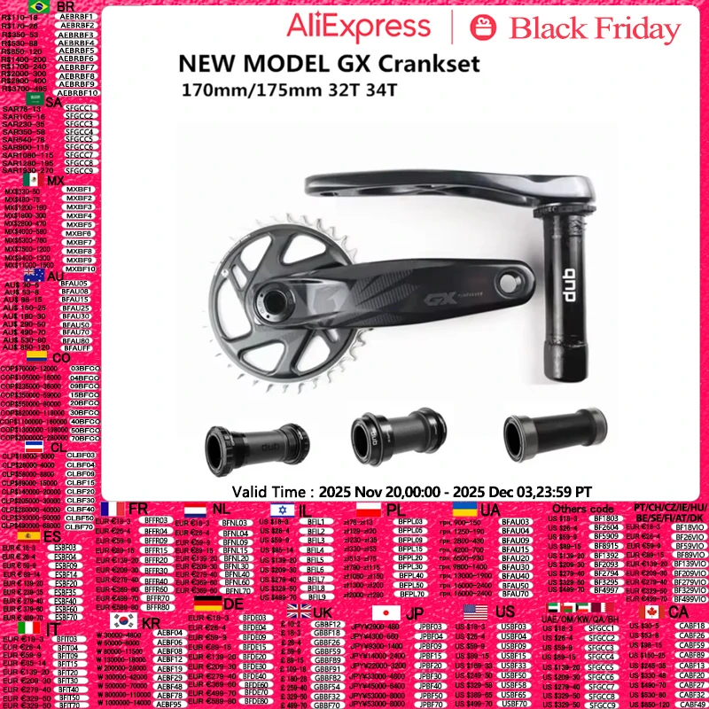 

Шатуны SRAM GX EAGLE DUB 170 мм 175 мм 34T 32T MTB, двухсторонние велосипедные шатуны DUB BSA BB92 PF30 BB, смещенные шатуны 3 мм