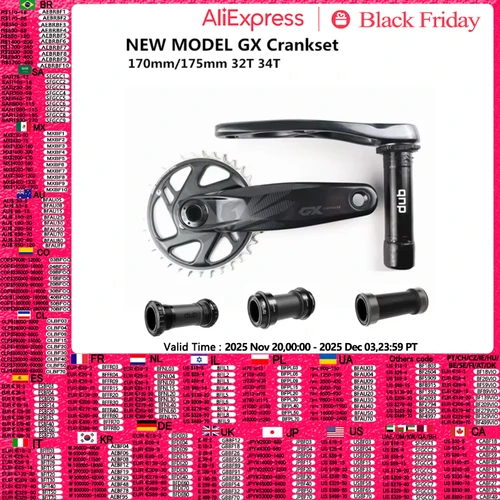 Imagen 1 del producto Platos y bielas SRAM GX EAGLE DUB 170mm 175mm 34T 32T MTB manivela de bicicleta de doble cara DUB BSA BB92 PF30 BB 3mm juego de bielas compensadas