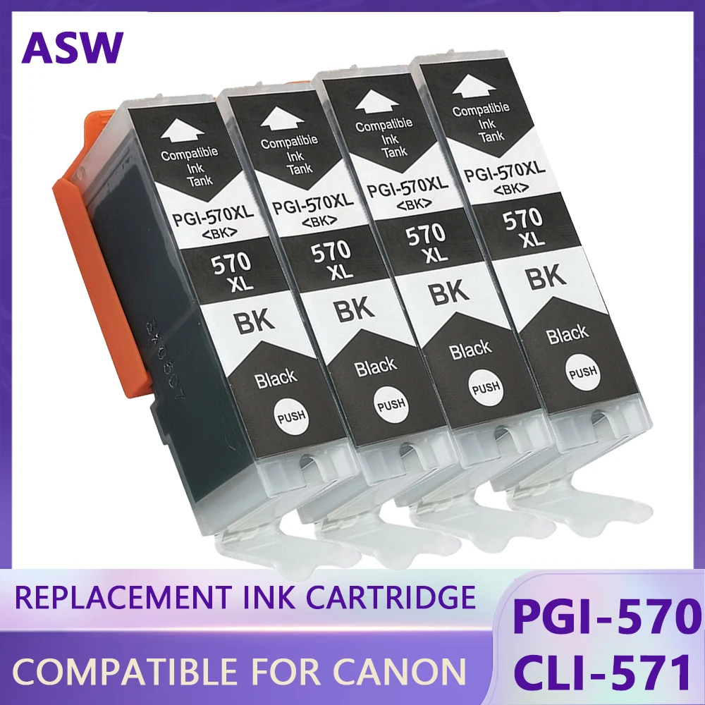 

4 шт., сменный черный картридж для Canon PGI570 PGI-570 PGI 570 XL, чернильный картридж для принтера MG7750 7751 6850 MG7752 7753