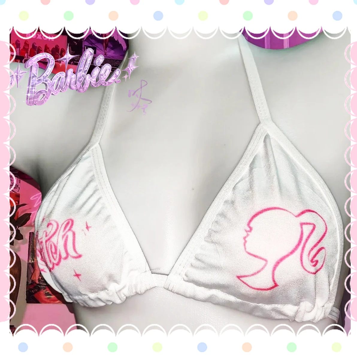 

Barbie Bra Hanging Neck Tie Kawaii Trendy Movie Underwear Cotton Soft Stylish Y2K Style Fashion Cute Sweet Girls Gift Lovely