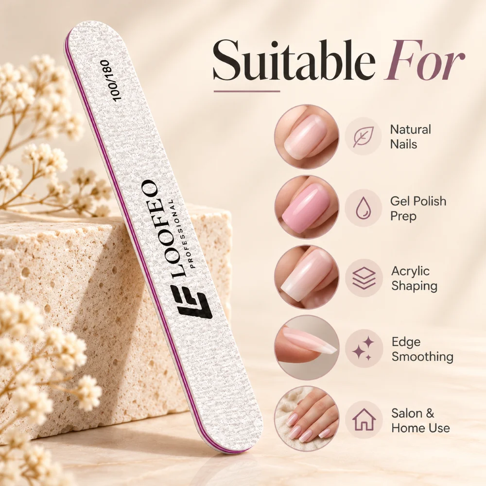 10PCS Straight Nail Files 100 180 Grit Double Sided Zebra Emery Boards With Cushion Core For Controlled Shaping And Smooth Edges