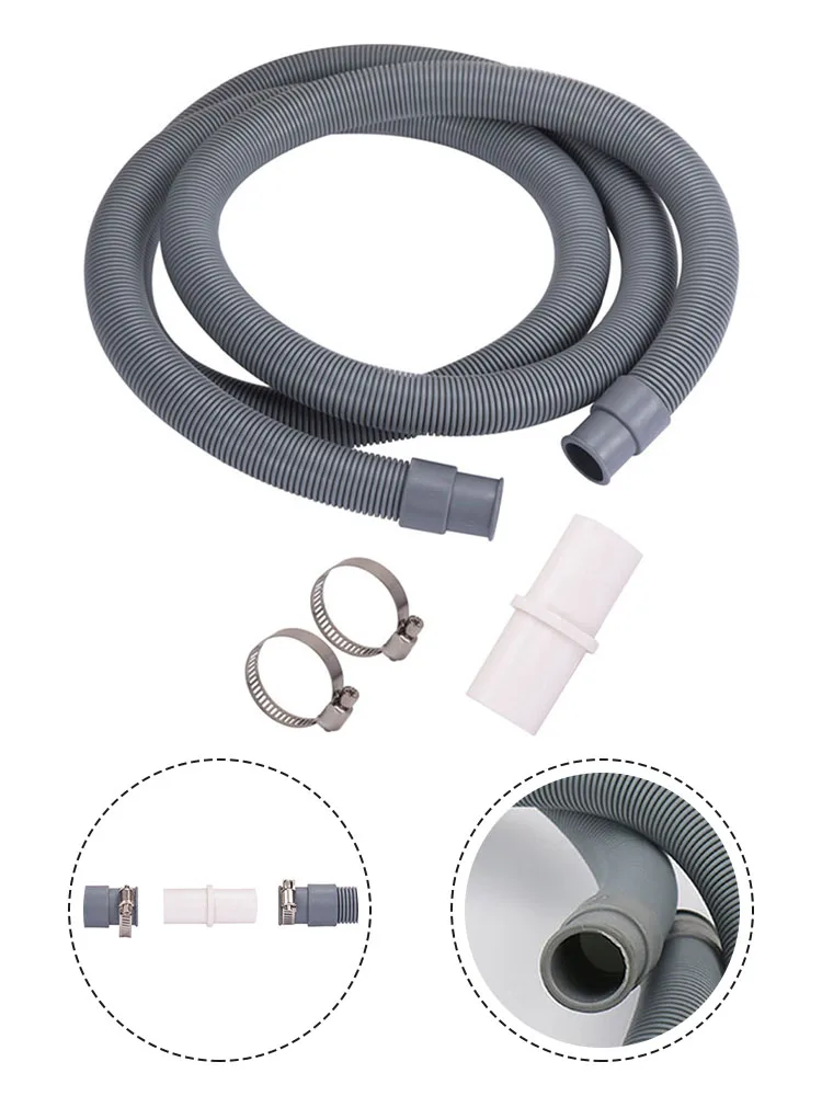 100cm Universal Washing Machine Dishwasher Drain Waste Hose Extension Pipe Connector Clamps Kit U-shaped Drain Pipe Holder