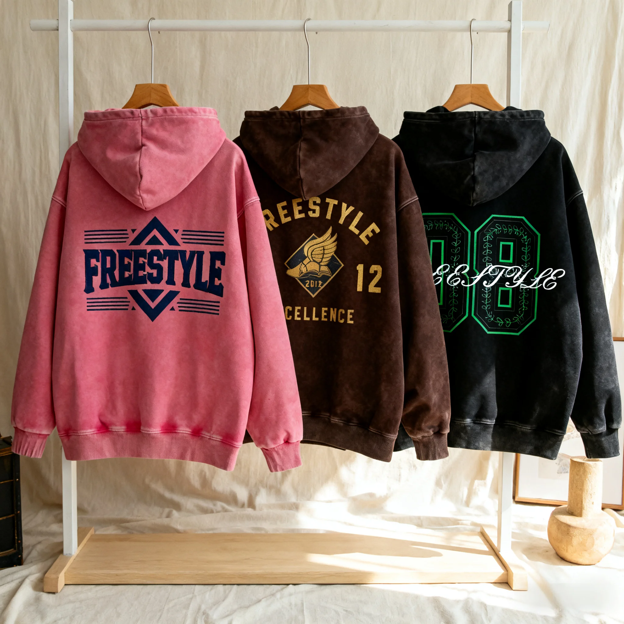 سترة بقلنسوة كلاسيكية مخصصة على طراز الكلية مغسولة بالماء | للجنسين | نمط الكلية الرياضية | القطن الخالص | فضفاضة وغير رسمية #1