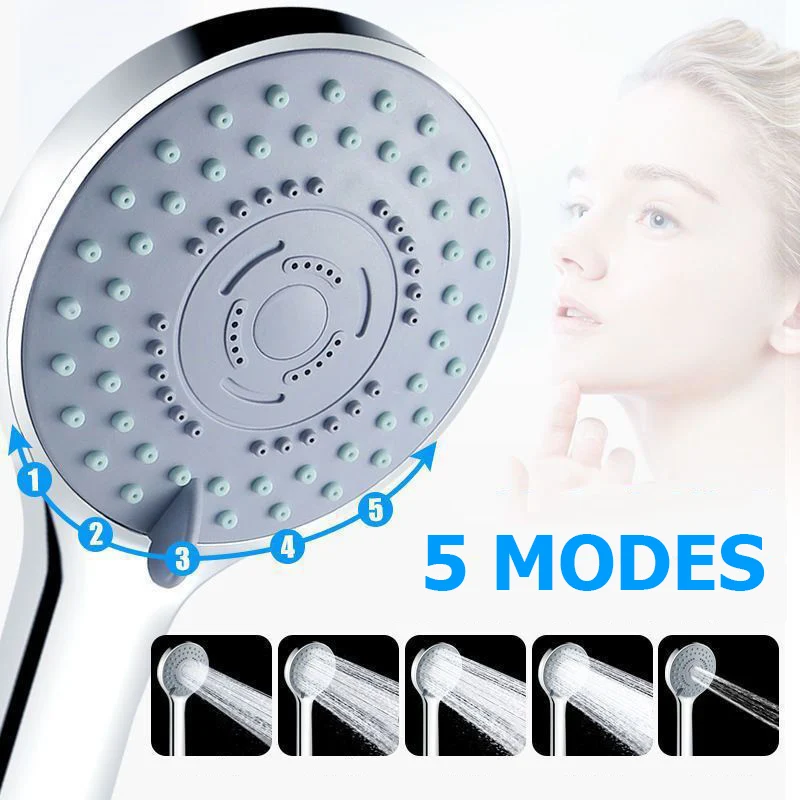 5 Modes Bathroom Shower Head High Pressure Multi-function Handheld Showers Bath Sprayer Nozzle Showerhead Bathroom Accessories