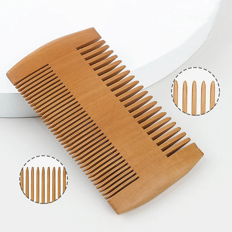 Natural Wood Hair Brush Beard Comb Anti-Static Double-Sided Mustache Pocket Comb Brushing Hair Care Tools For Men Gift