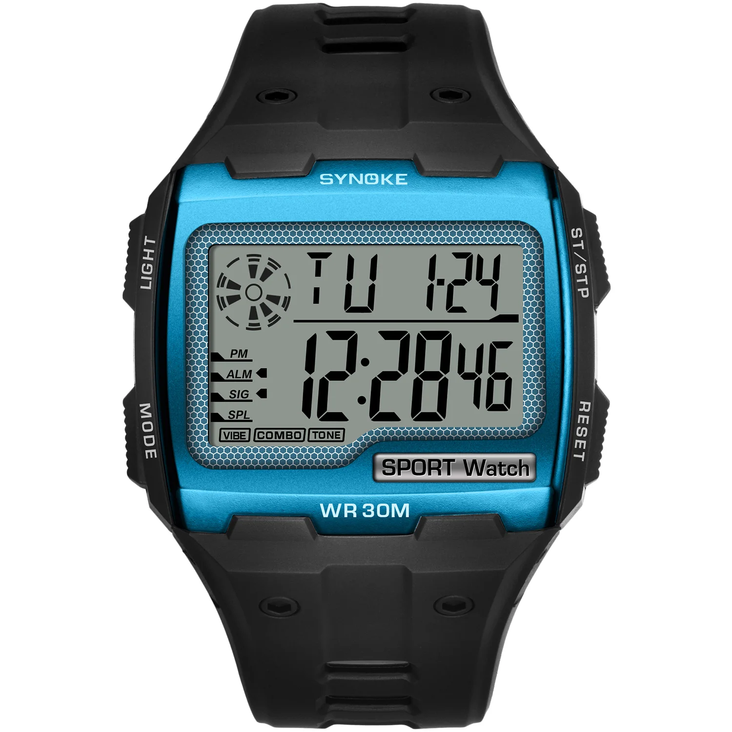 SYNOKE-reloj Digital cuadrado luminoso para hombre, pulsera multifuncional con esfera grande, reloj de hombre resistente al agua deportivo con