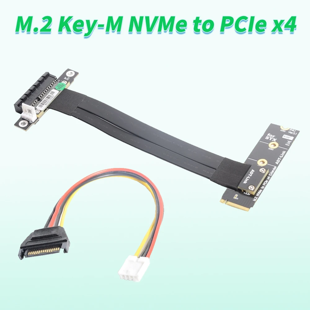 M.2 NGFF NVMe Key-M To PCI Express 3.0 x4 Extender Adapter Jumper For GPU Graphics Video Cards 2280 Riser PCIe 4X