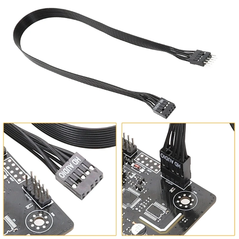 HDAudio 9pin Header Computer Motherboard Front Extension Cable Male To Female Connection Flat Cable LX9A