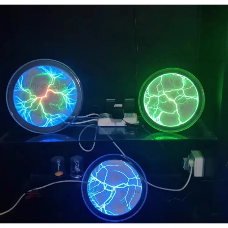 

6-inch Blue Tri Color Lightning Disk, Red Green Pink Touch Current Light