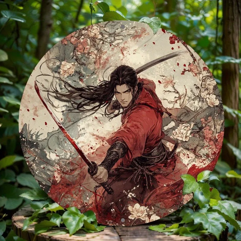 Warrior-Themed Round Aluminum Wall Art, 2D Flat Print, Easy Installation, Pre-Drilled Holes, High-Quality Metal Decor for Home