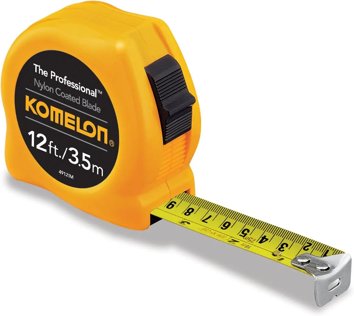 

Professional 12-Foot Inch/Metric Tape Measure, Yellow - Durable & Smooth Operation