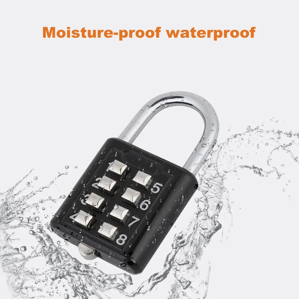 Combination Padlock 1PCS Password Locks 8 Digits Waterproof Outdoor Lock For Door Suitcase Bag Package Cabinet Locker Window