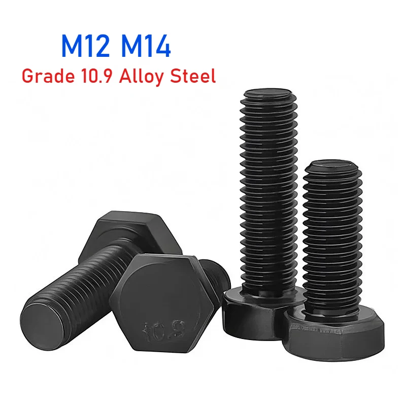 M12 M14 Black Grade 10.9 Alloy Steel Full/Half Thread GB5783 Fine Pitch External Hex Hexagon Head Screws Bolts