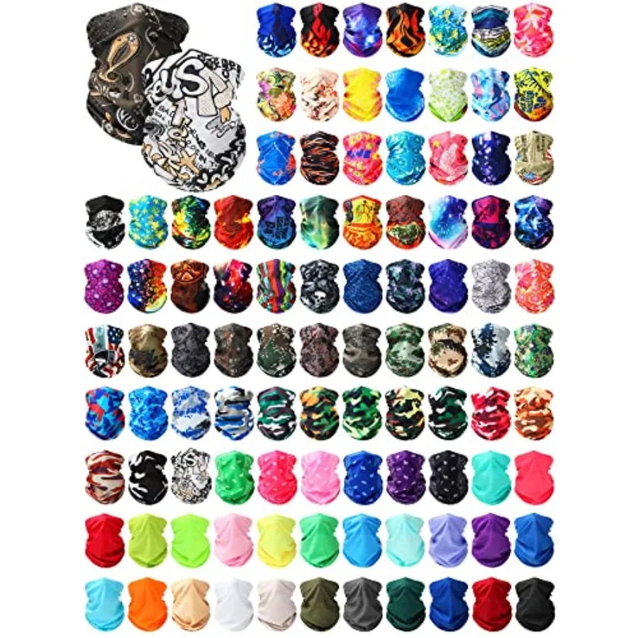 

100 Pcs Bulk Neck Gaiters for Men Women Balaclava UV Face Mask Headband Face Covering Neck Tube Scarf Outdoor100 Style