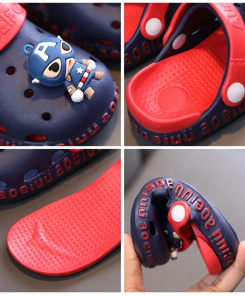 Baby Boys Home Shoes Children Slippers Cartoon Spiderman Captain America Sandals Girls Summer Kids Indoor Non Slip Beach Shoes