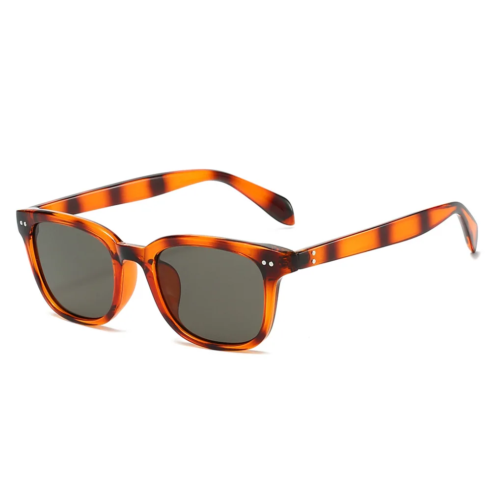 

New Retro Tortoiseshell Square Women Sunglasses 2025 Brand Jelly Color Rivet Design Trendy Casual Men Sun Glasses UV400