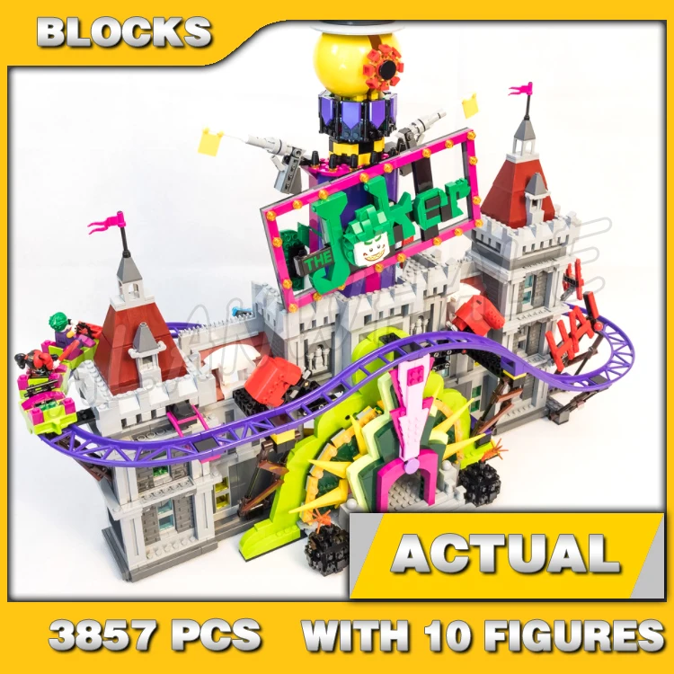 3857pcs Super Fighter The Joker Manor Roller Coaster Train Trapdoor Batsuit 07090 Building Blocks toy Compatible With Model