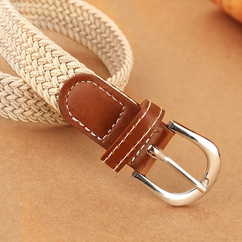 No Holes No Punching Woven Belts Elastic Stretch Canvas Belts Women's All-Match Student Pants Belts